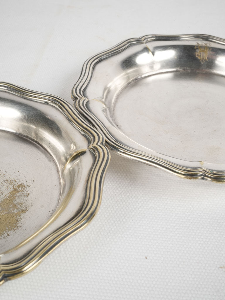 Antique French Christofle wine bottle coasters with RJC monogram - pair
