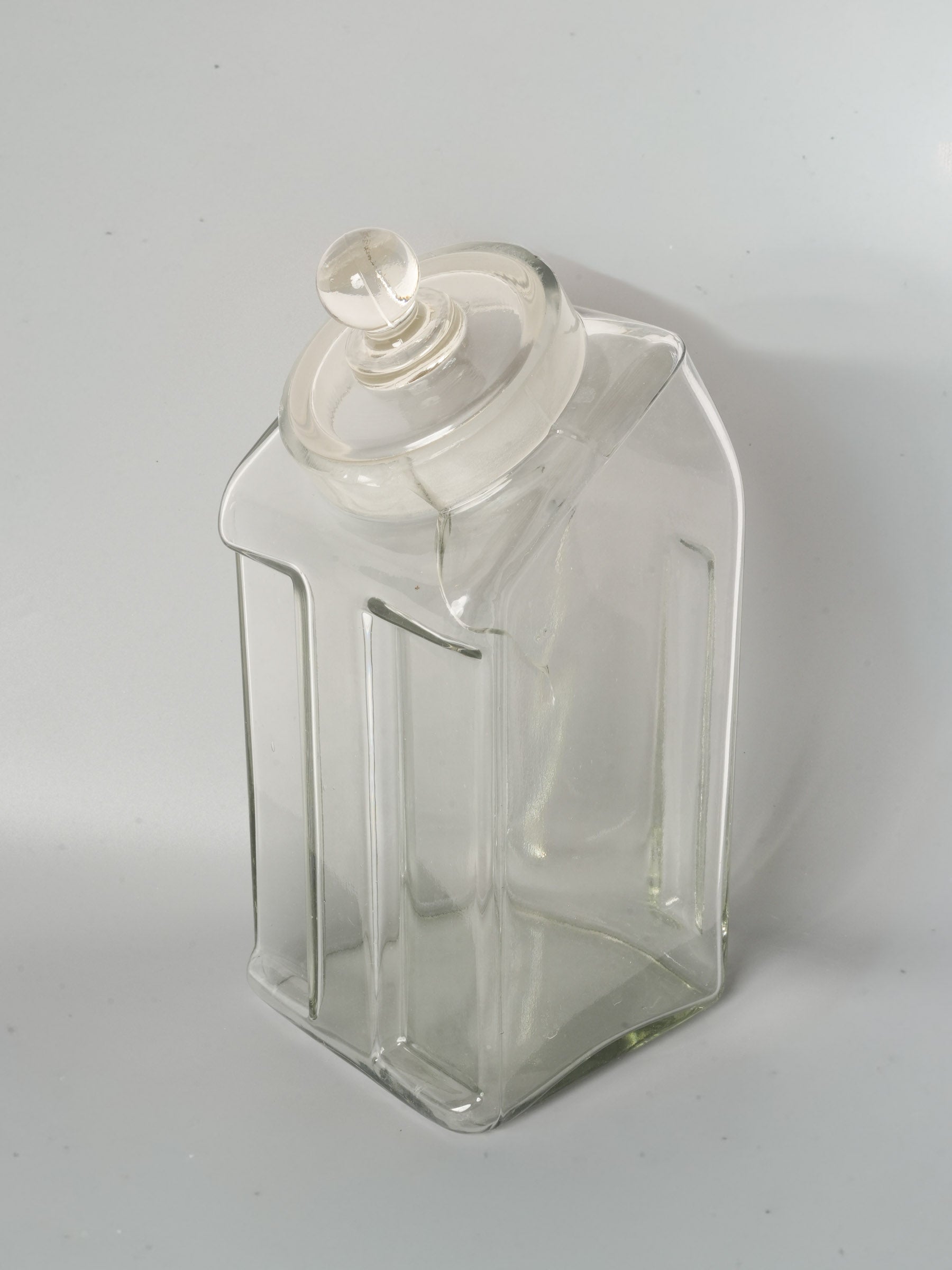 Vintage French Glass Kitchen Canister with Lid - 1940s