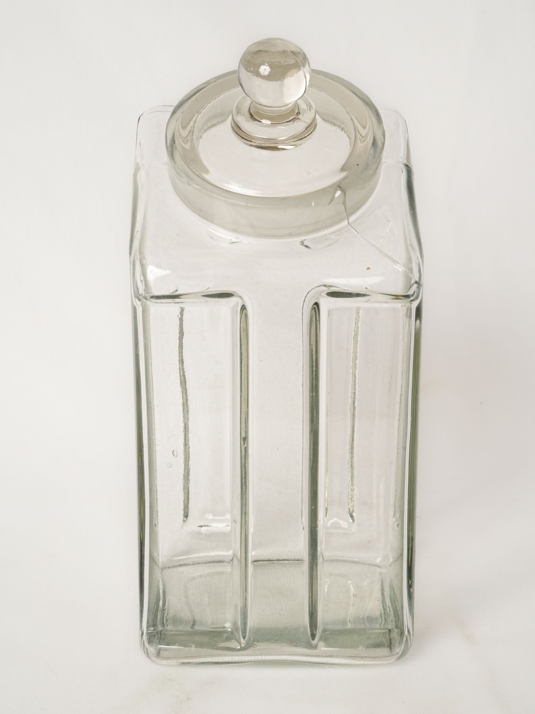Vintage French Glass Kitchen Canister with Lid - 1940s