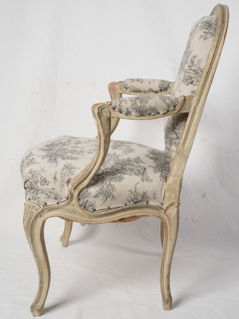 Pair of French Louis XV Style Queen-Back Armchairs c. 1900 - 33½"