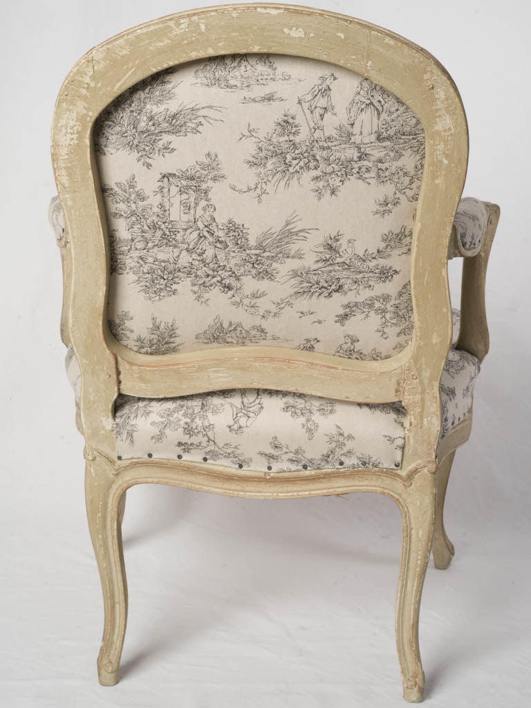 Pair of French Louis XV Style Queen-Back Armchairs c. 1900 - 33½"