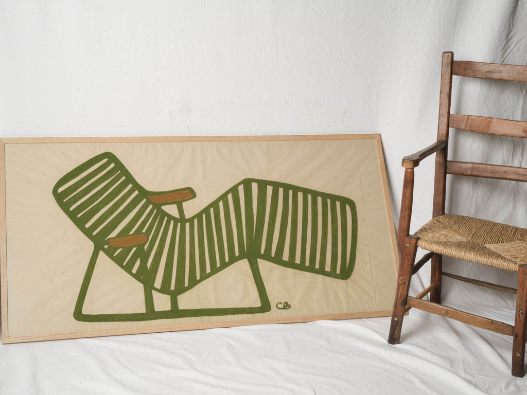 Olive green stylized lounger