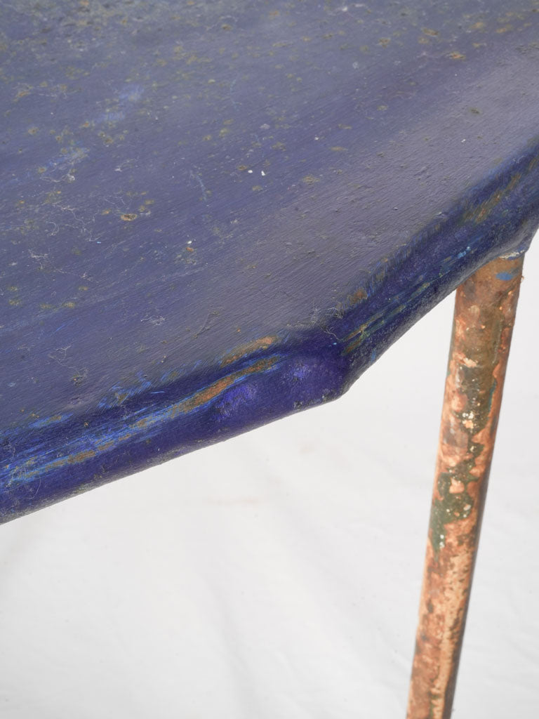 French Modernist Cobalt Blue Octogonal Outdoor Table c. 1950 - 50½" x 31½"
