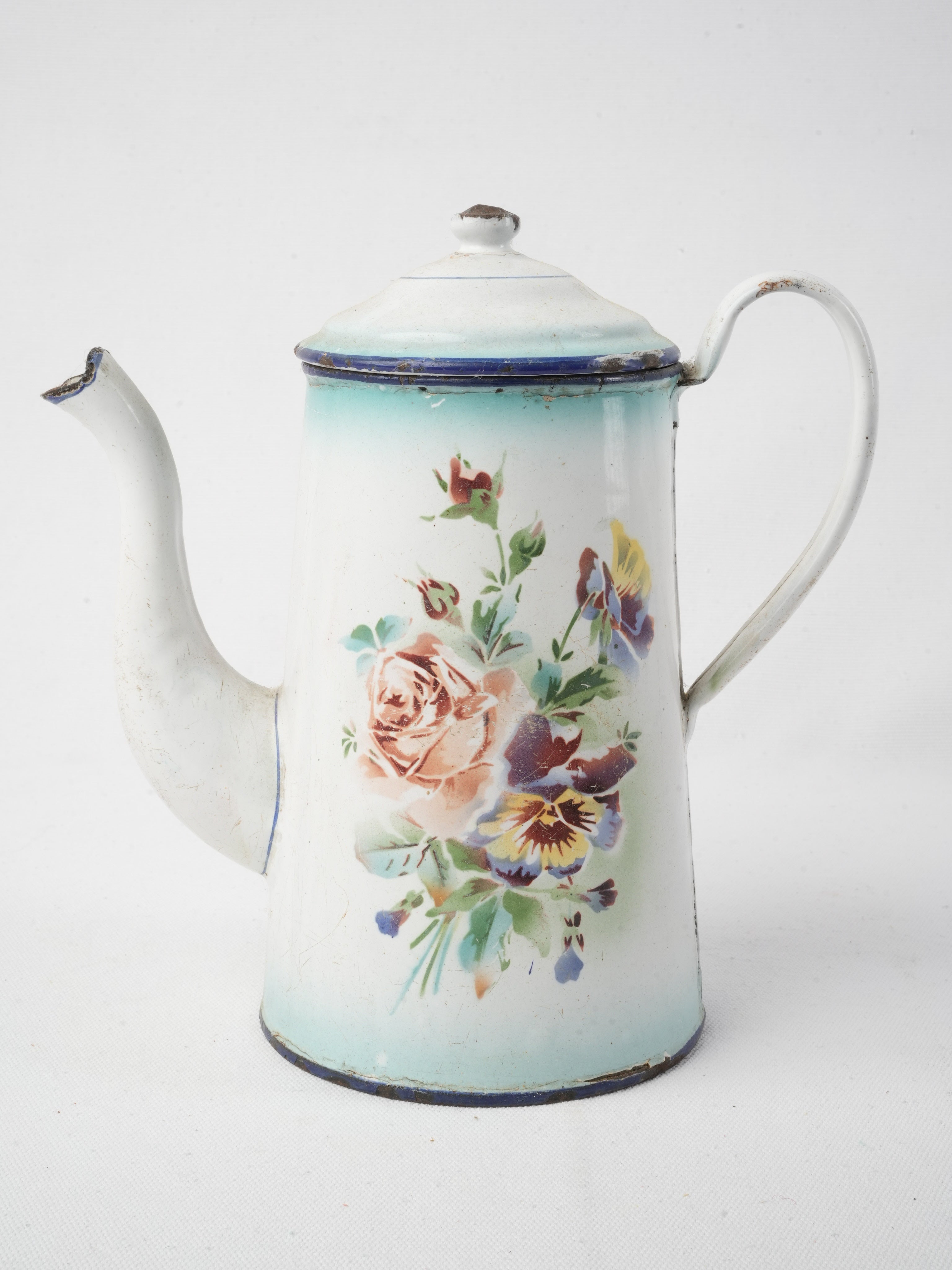 Antique enamel French coffee pot