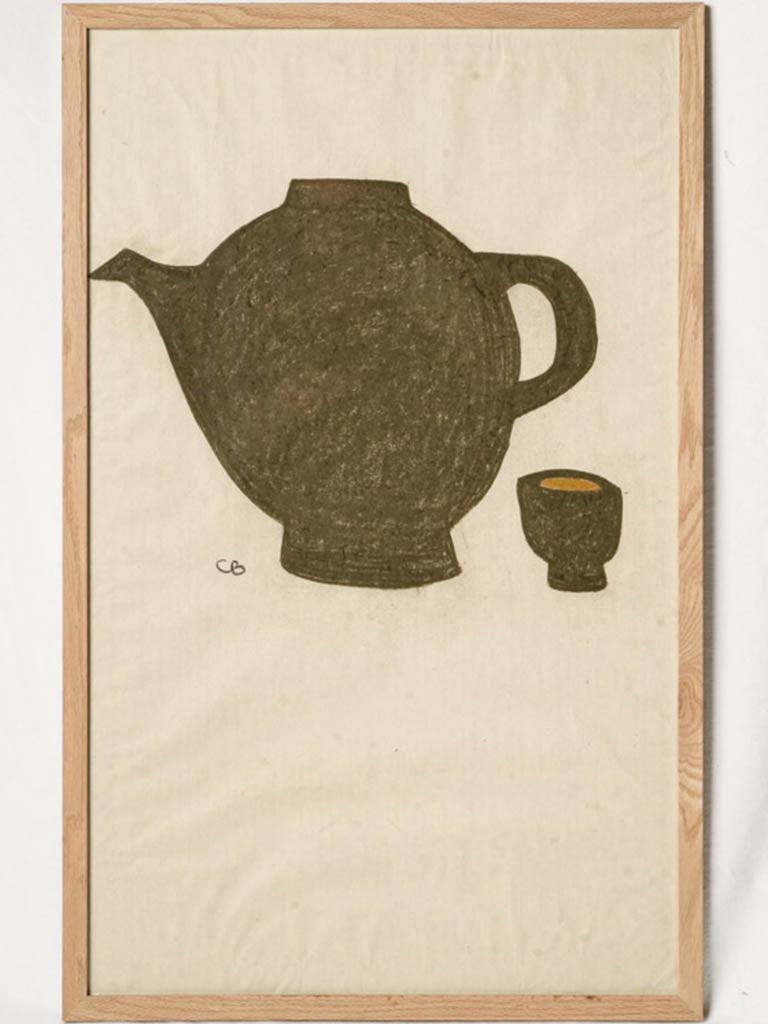 Vintage olive teapot artwork