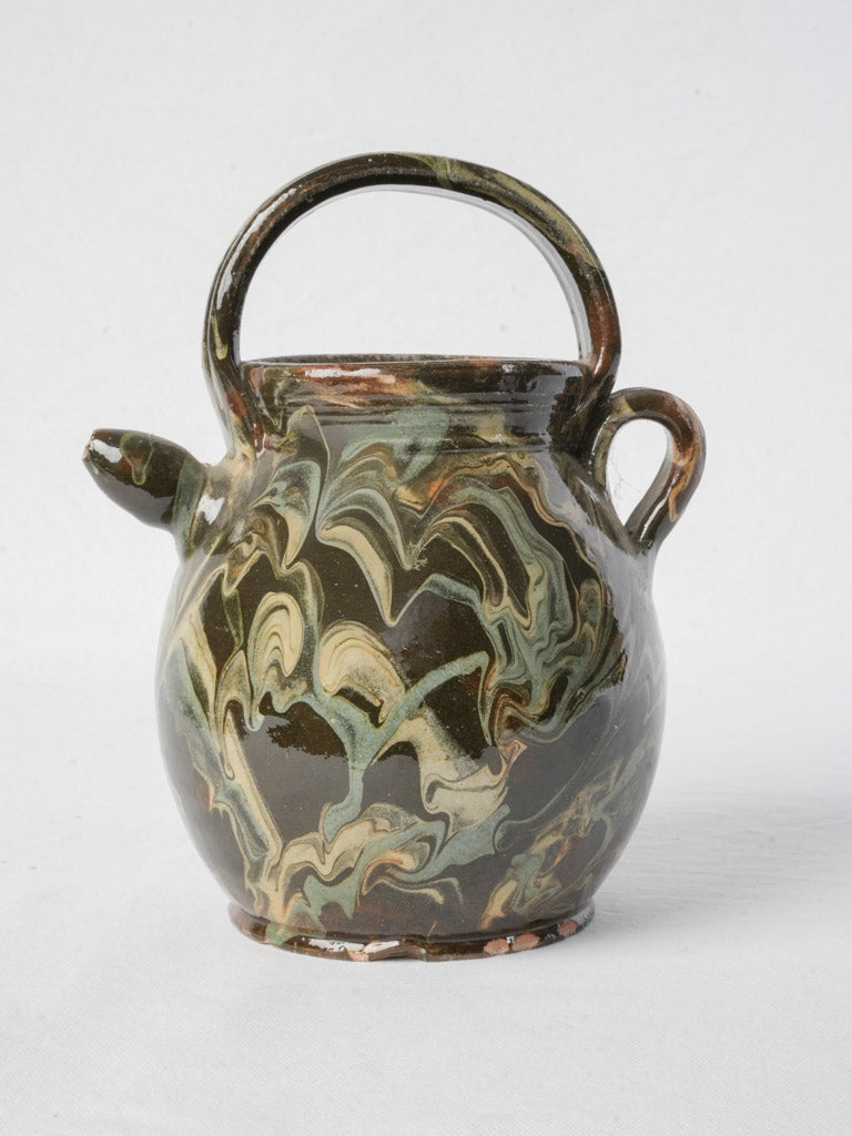 Antique Vallauris marbled-glaze pottery