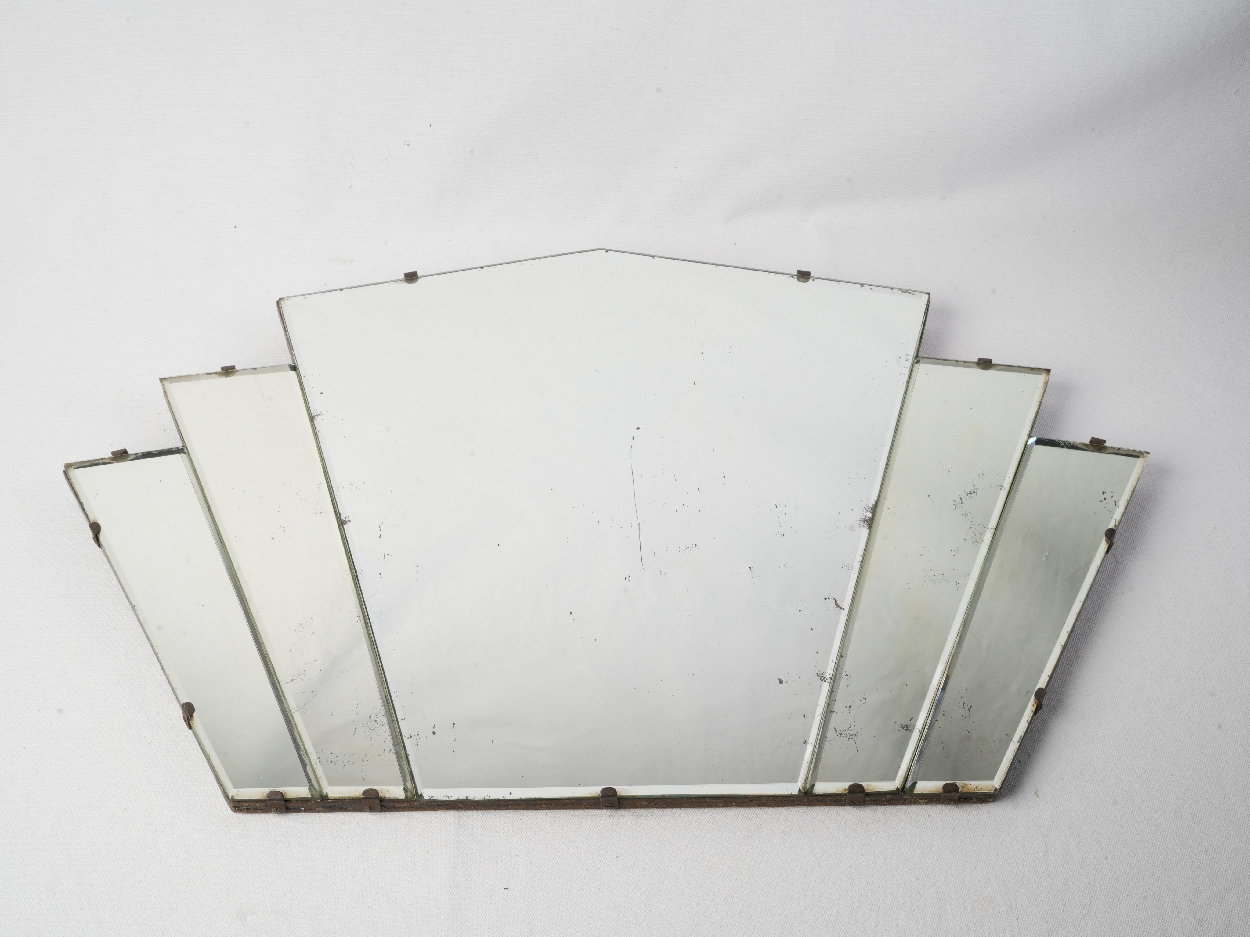 Antique fan-shaped geometric wall mirror