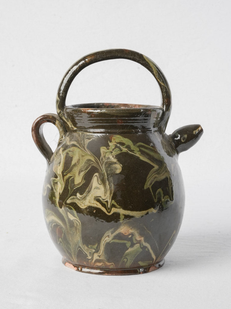 Rustic olive ochre ceramic jug
