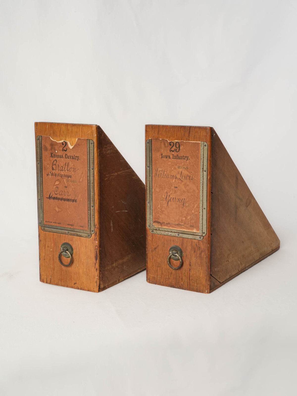 Pair of 19th Century American Hardwood Military Filing Boxes