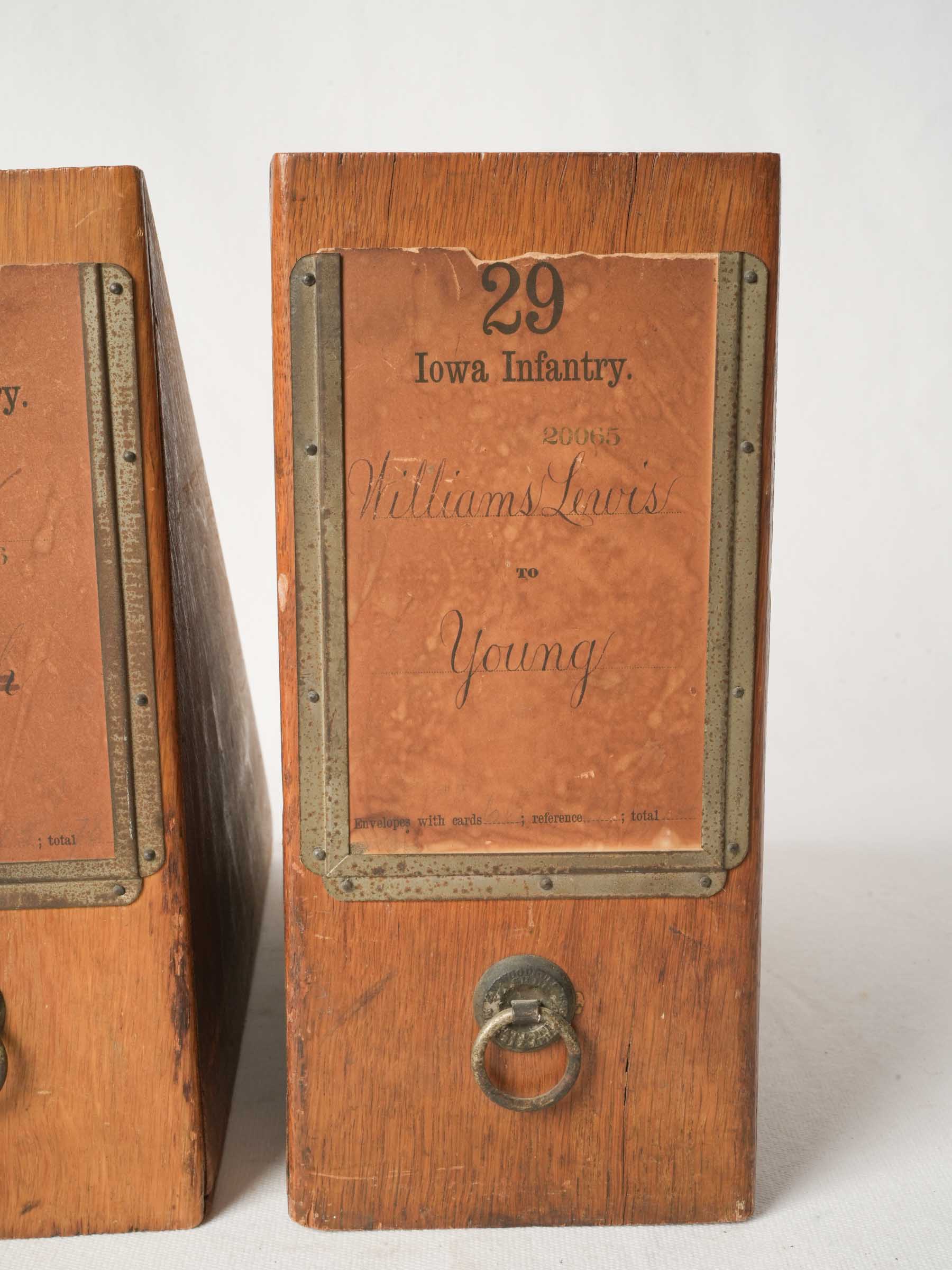 Pair of 19th Century American Hardwood Military Filing Boxes