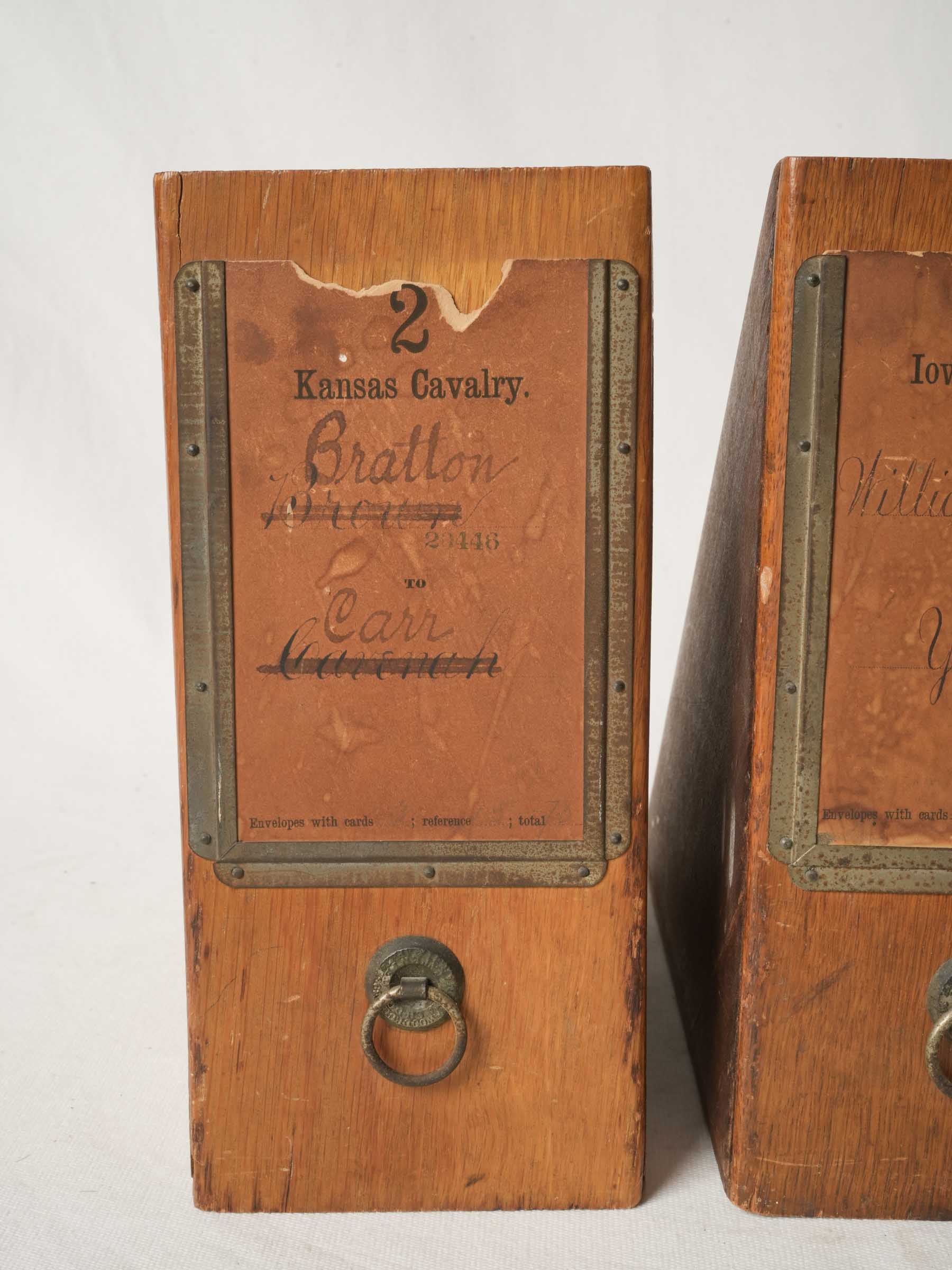 Pair of 19th Century American Hardwood Military Filing Boxes