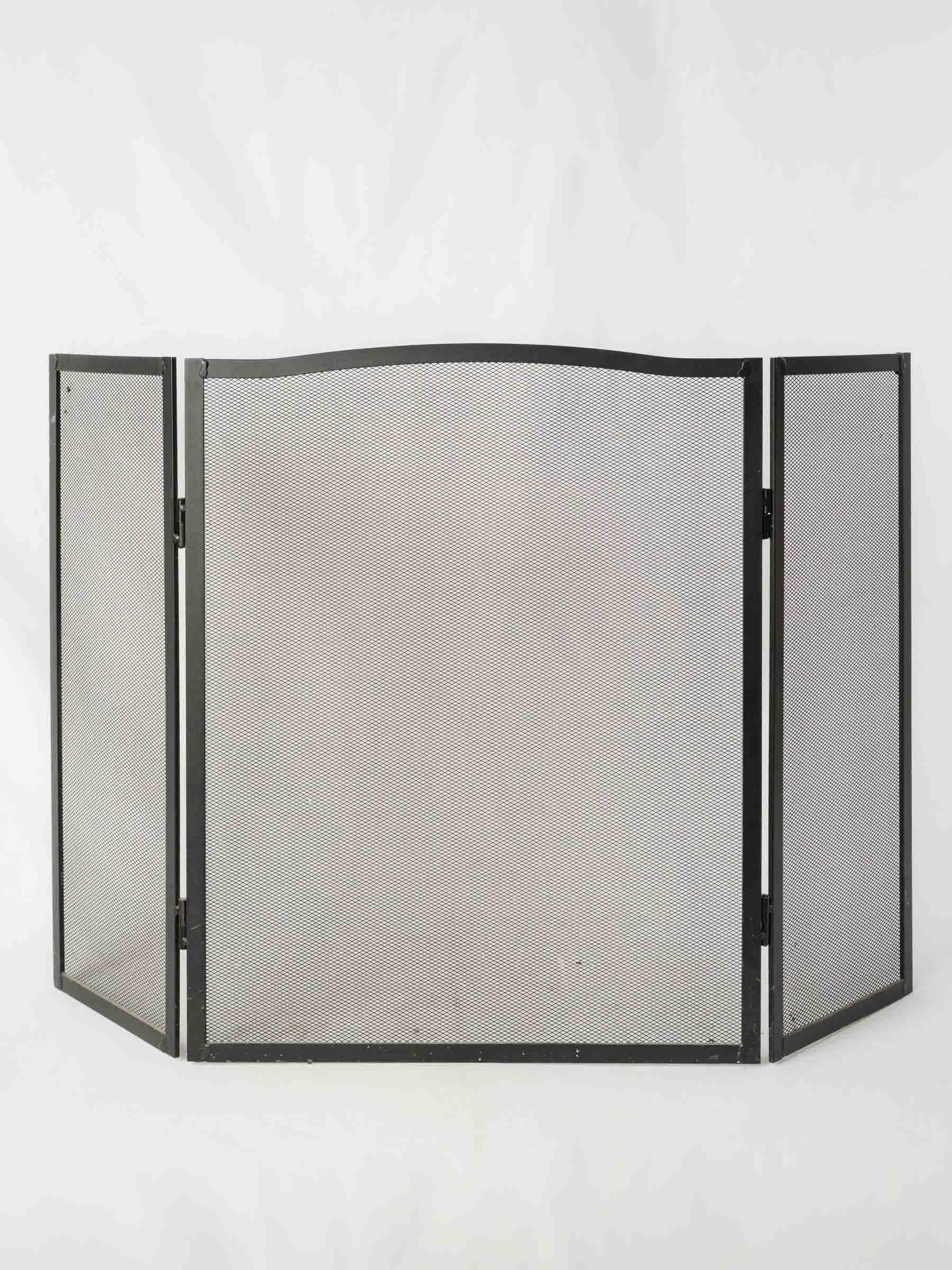 Vintage Iron & Mesh Folding Fire Screen