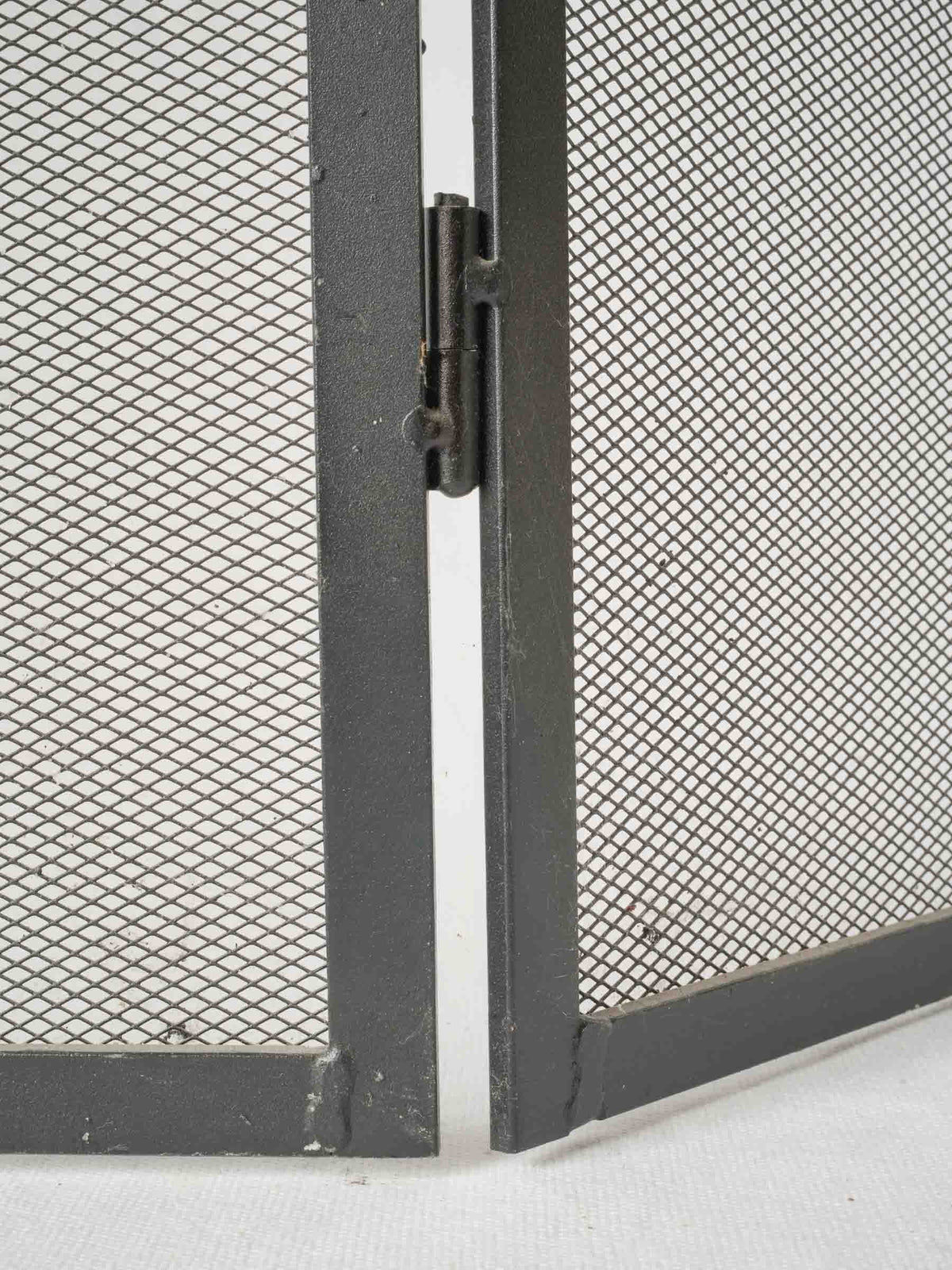 Vintage Iron & Mesh Folding Fire Screen