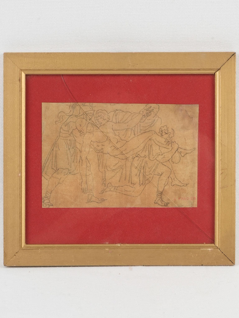 Antique neoclassical mythological drawing