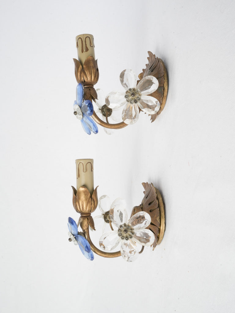 Charming clear crystal sconces