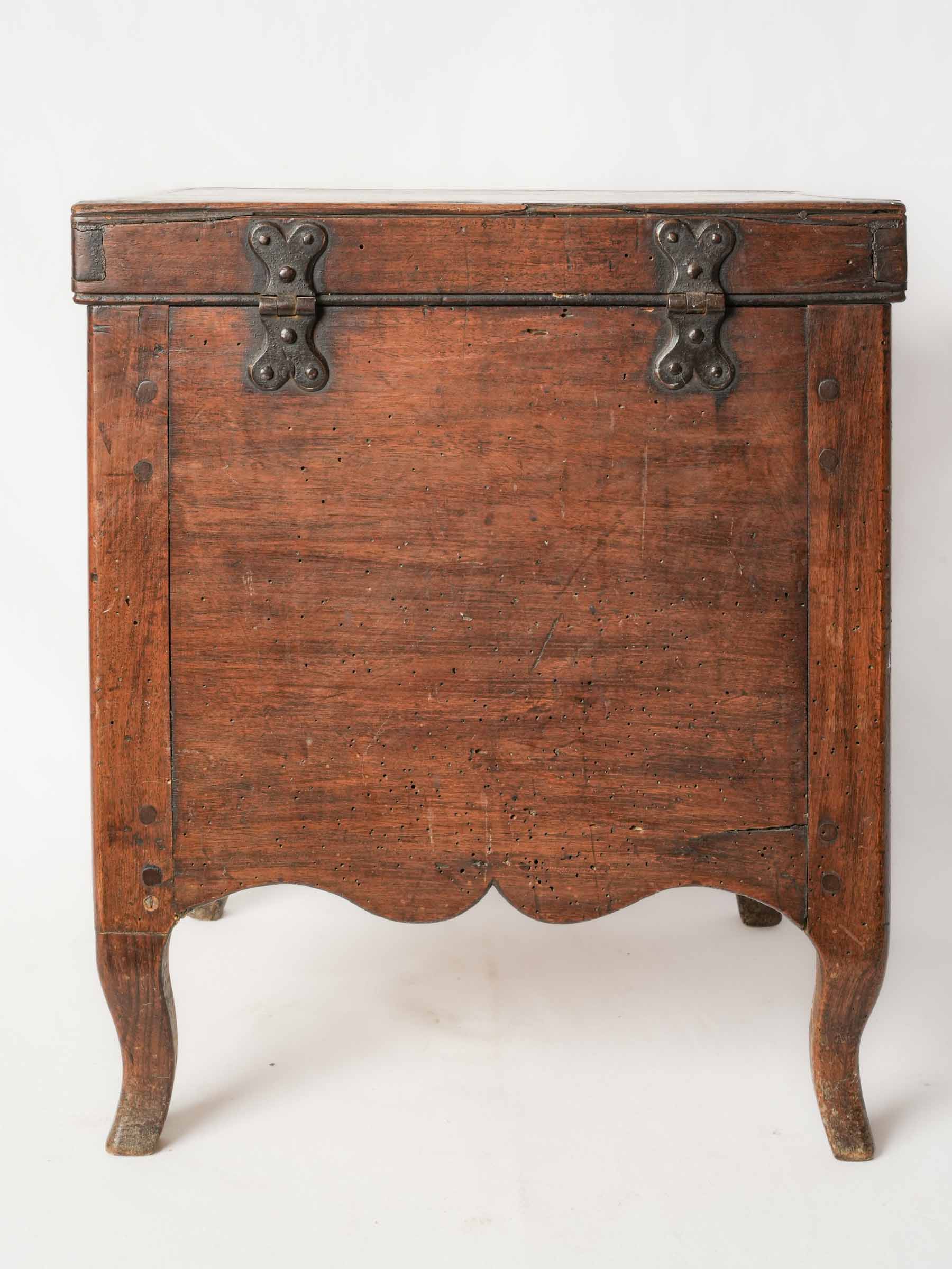19th-Century Walnut Chest with Floral Paper Lining