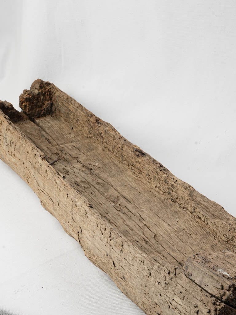 Hand-carved farmhouse wooden trough