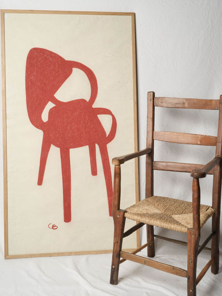 Terracotta-red graphic painting.