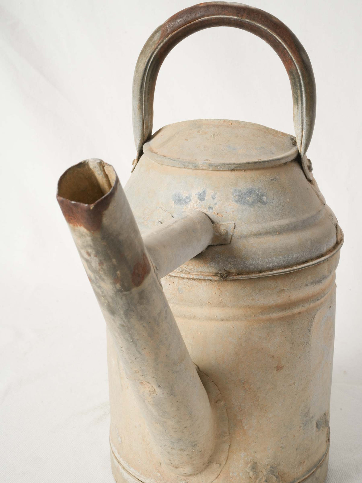 Antique French Zinc Watering Can with Domed Cap and Tapered Spout
