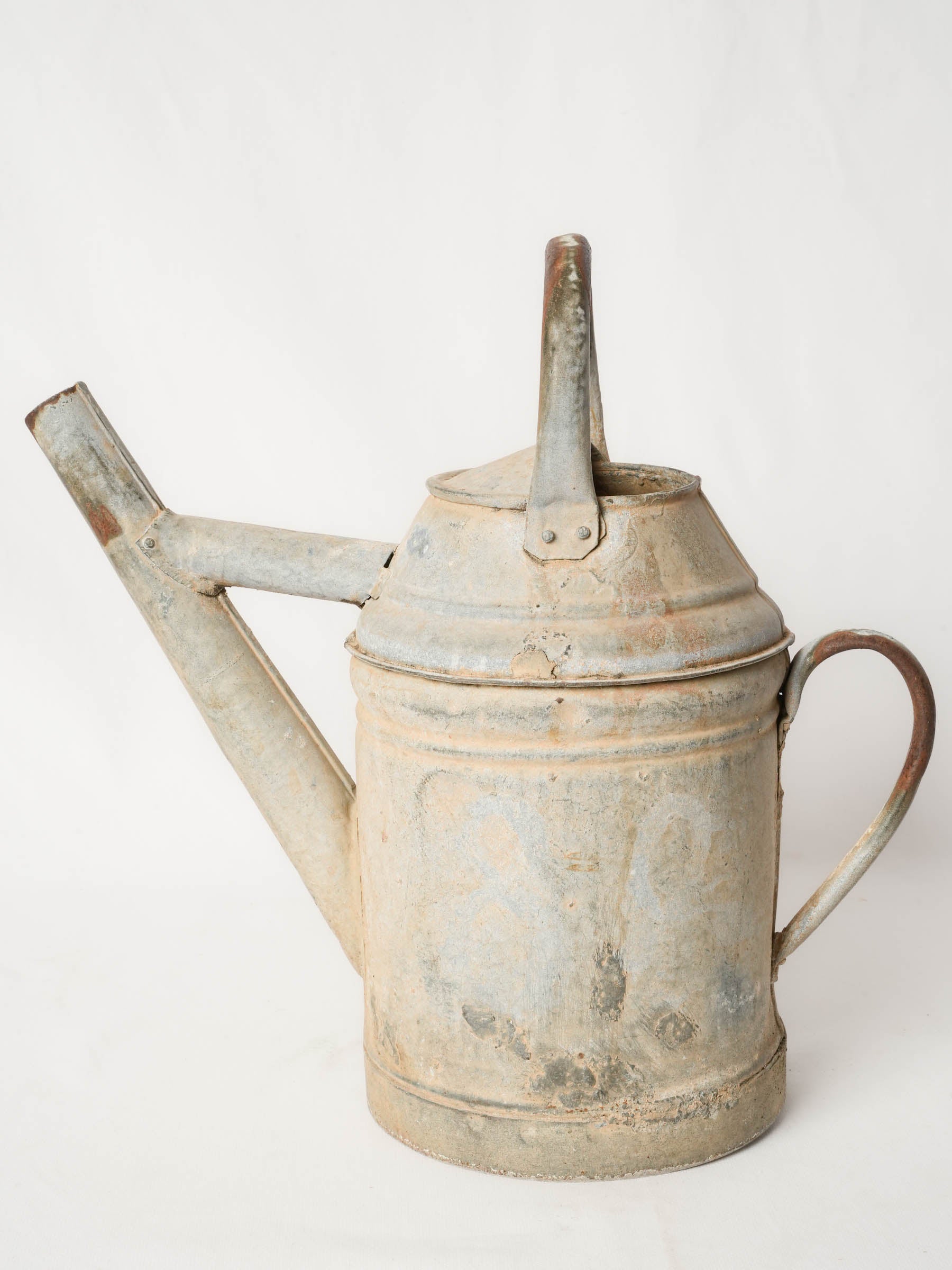 Antique French Zinc Watering Can with Domed Cap and Tapered Spout