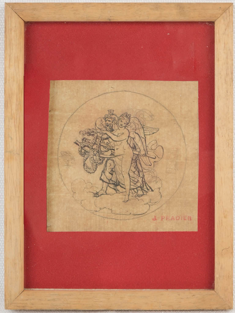James Pradier (1790-1852) Ink Drawing – Mars & Victory - 8" x 6"