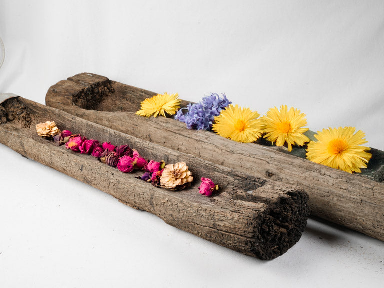 Timeworn farmhouse-style grain holder