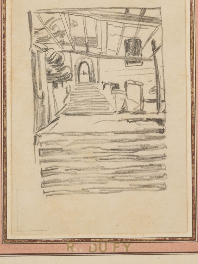 Antique framed original art pencil artwork