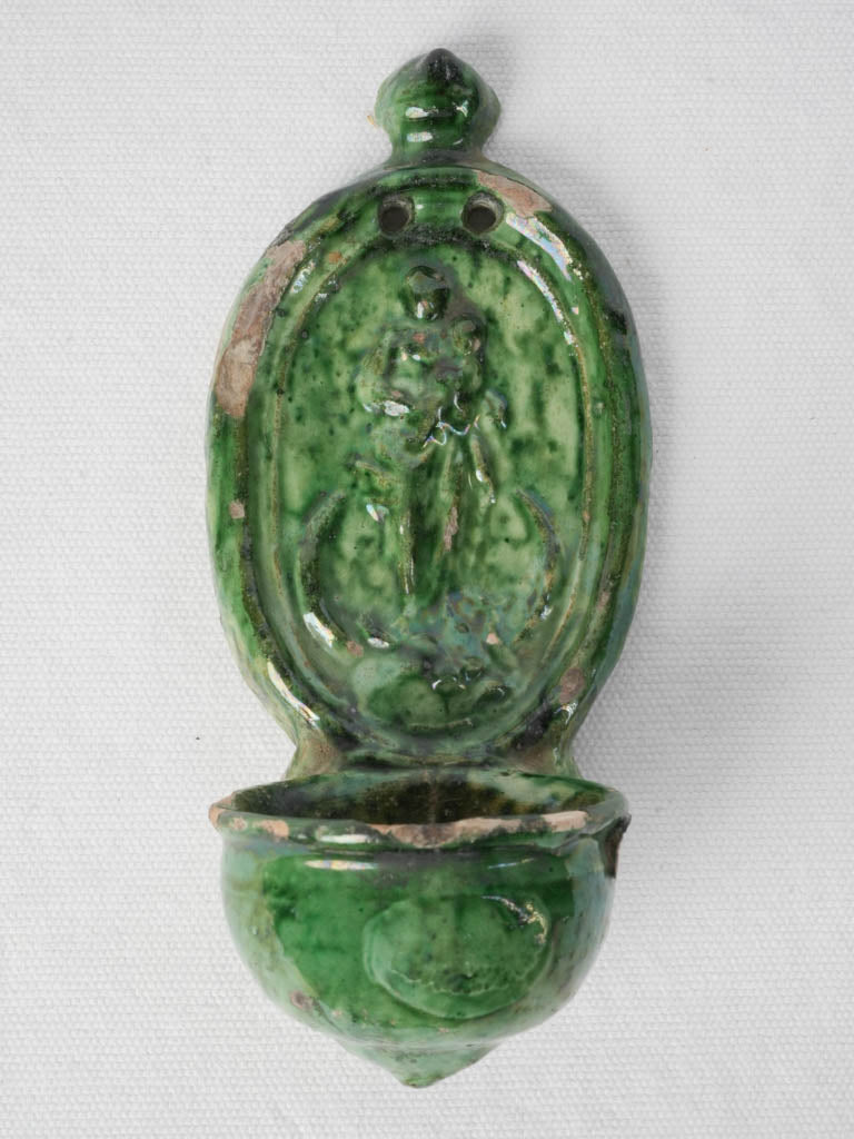 Glazed terracotta holy water font