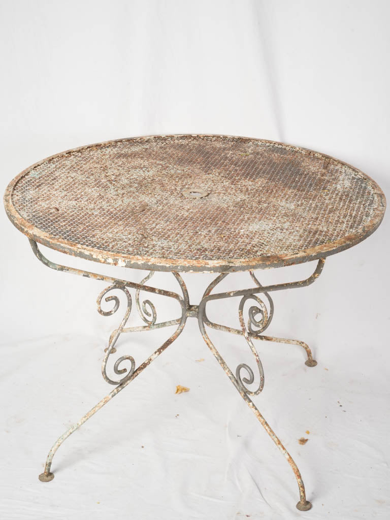 1960s French Wrought Iron Garden Suite w/ Graceful Curves and Layered Patina