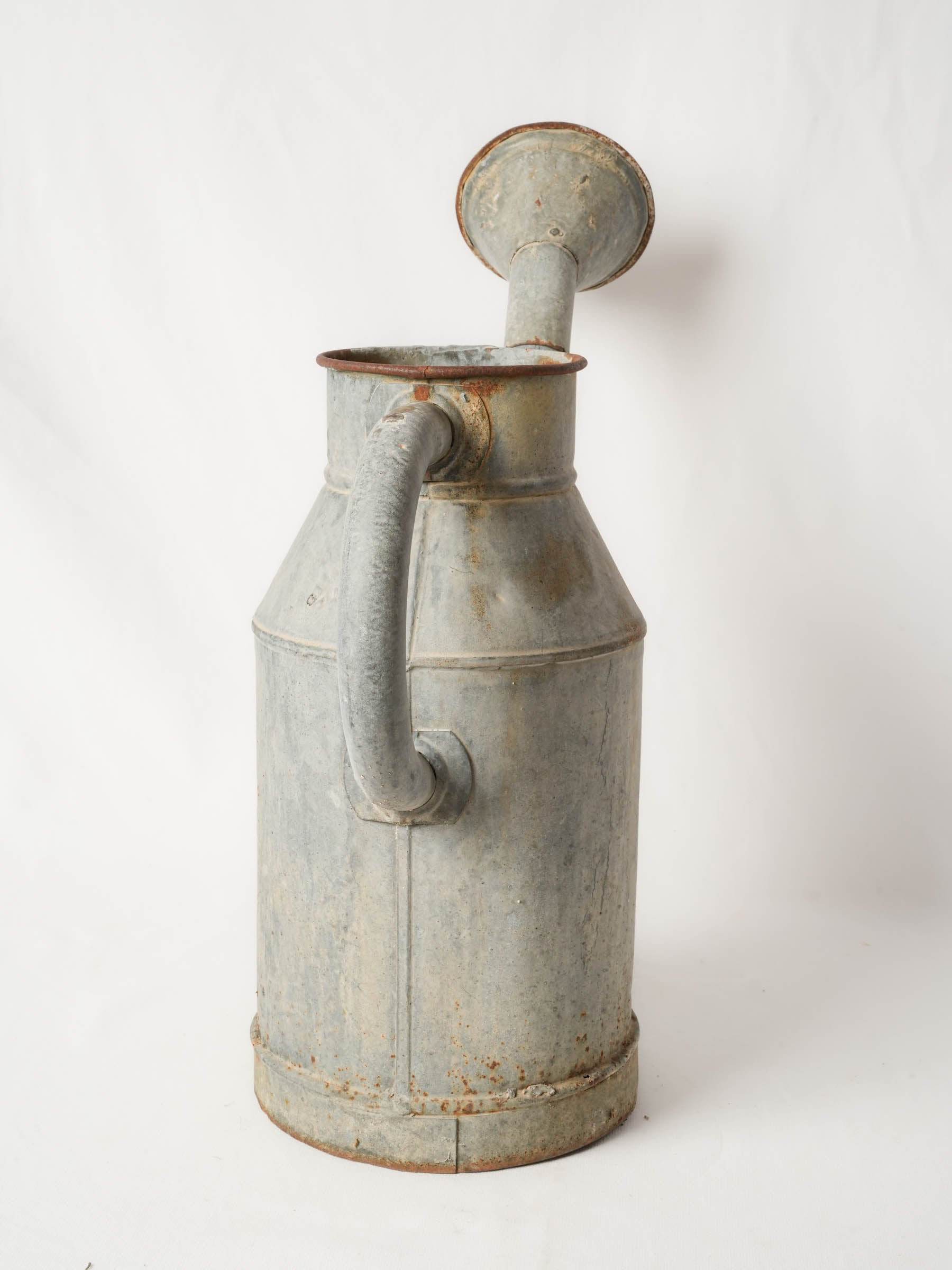 Antique French Zinc Watering Can with Domed Rose Spout