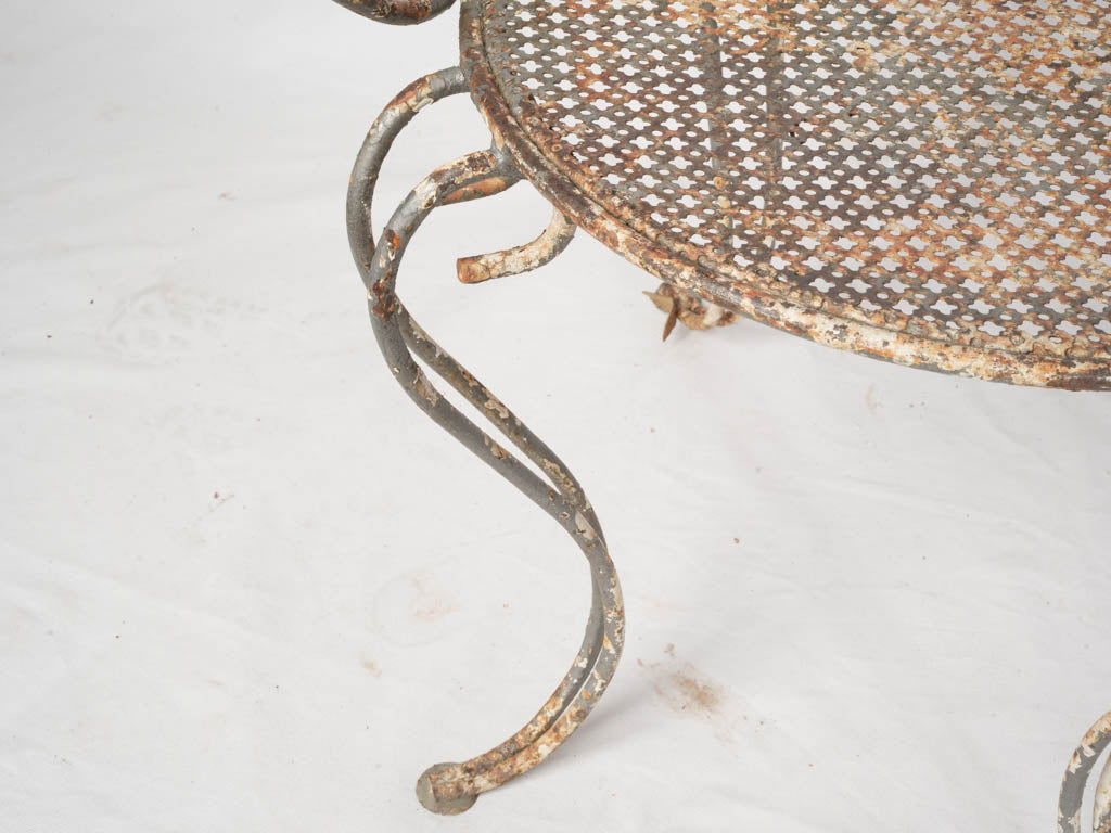 1960s French Wrought Iron Garden Suite w/ Graceful Curves and Layered Patina