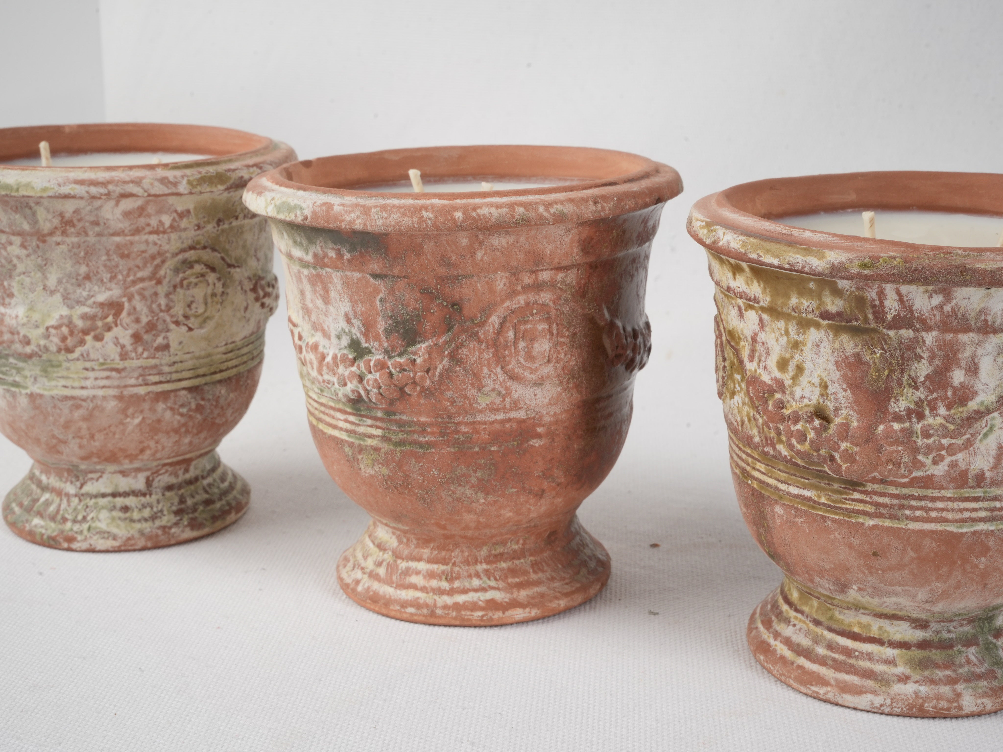 Trio Of Petite Classic French Anduze Terracotta Pot W/ Lavender Candlewax - 5"