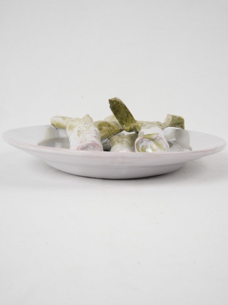 Signed Sicilian earthenware leeks platter