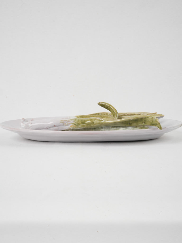 Retro white earthenware leeks platter
