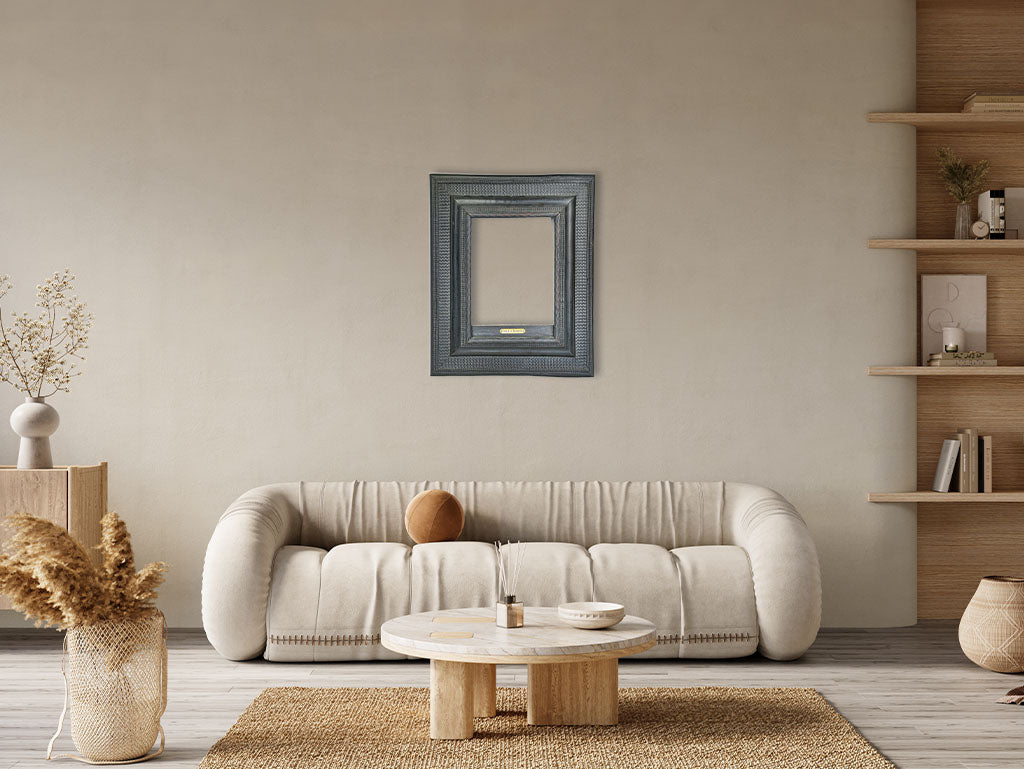 Heritage rich, label-adorned frame