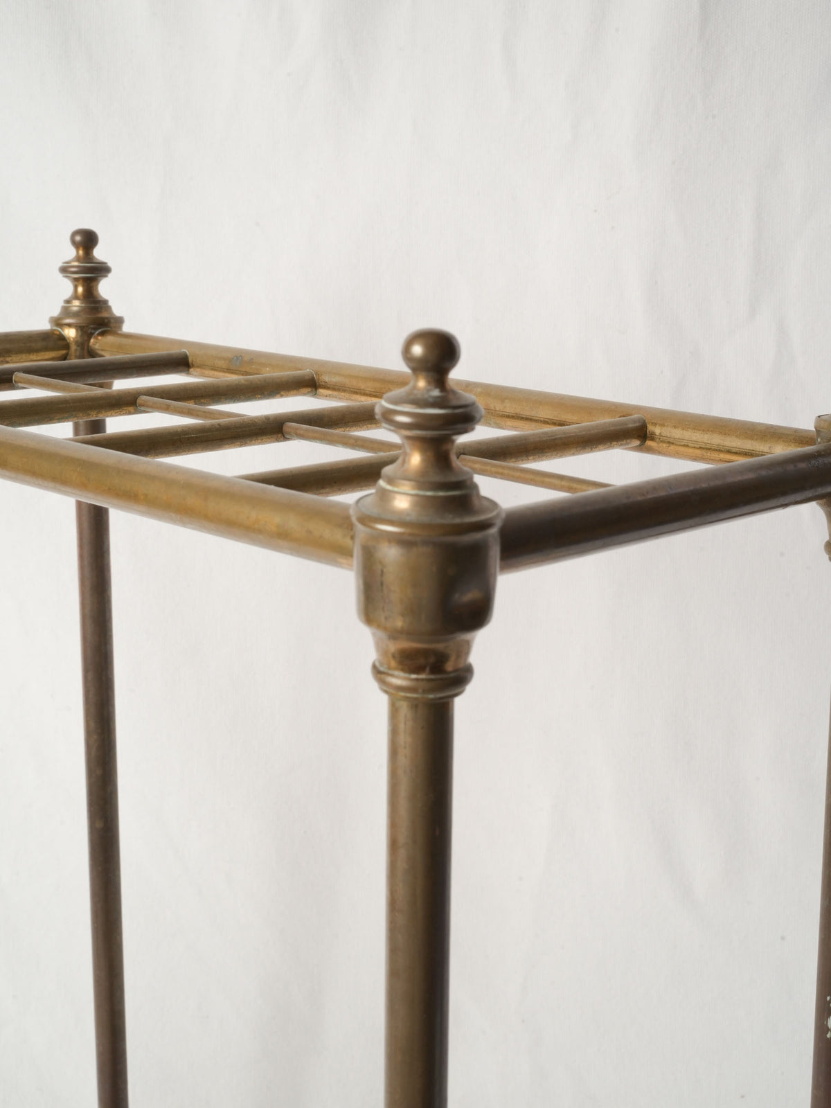 Vintage French Brass Umbrella Stand with 10 Umbrellas