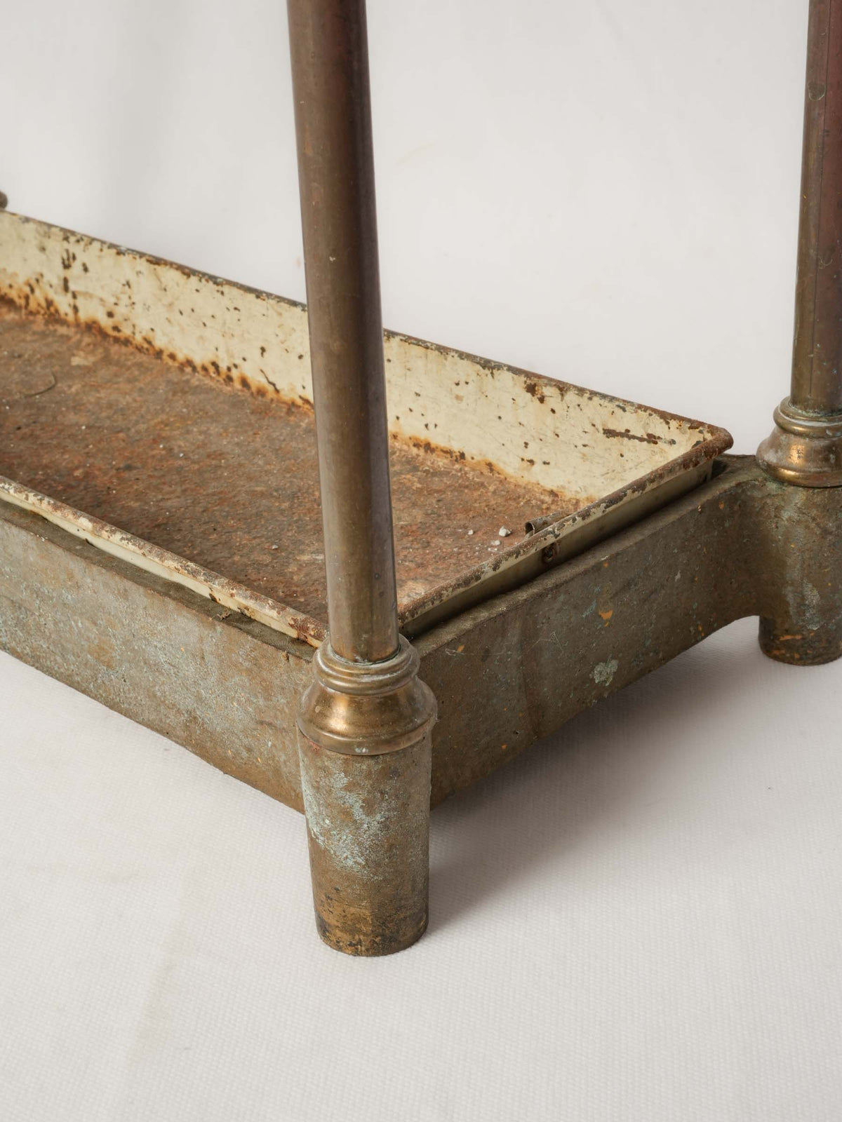 Vintage French Brass Umbrella Stand with 10 Umbrellas