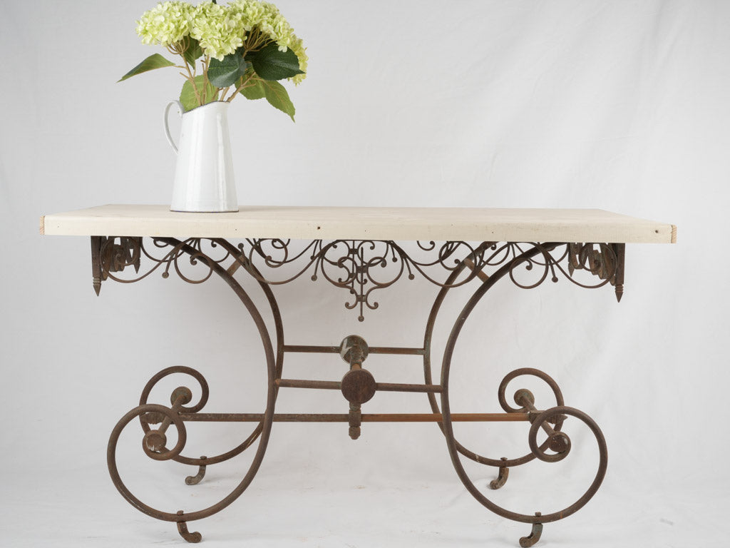 19th-century butcher's display table iron base