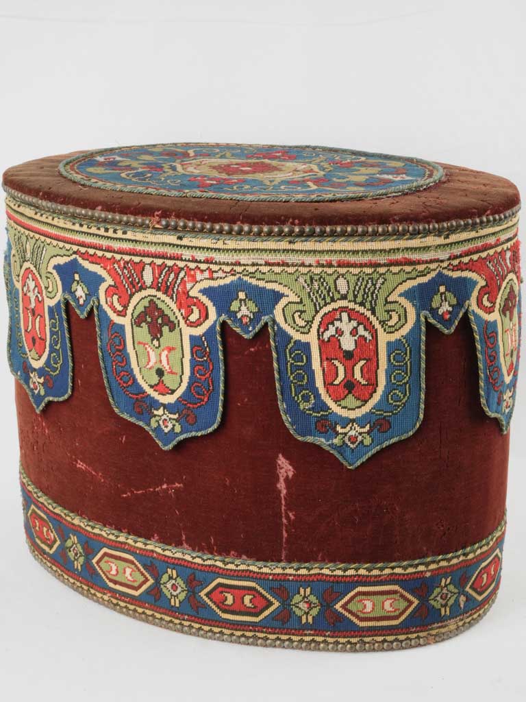 Rare Napolean III red velvet hat box