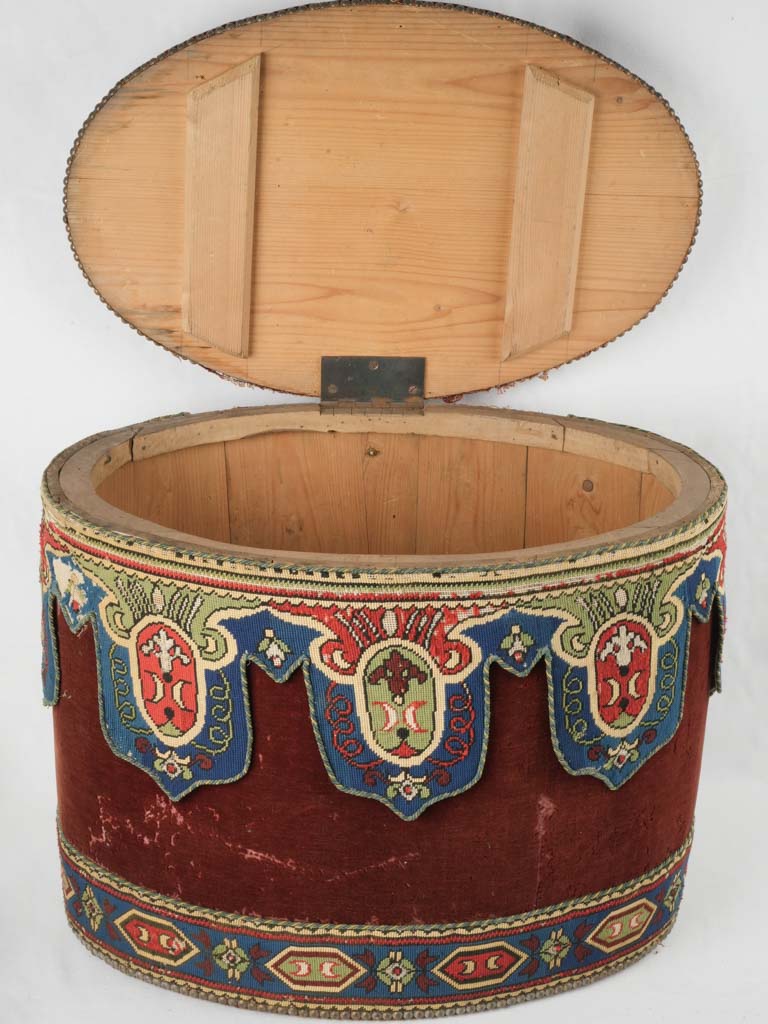 Antique French tapestry clothes container
