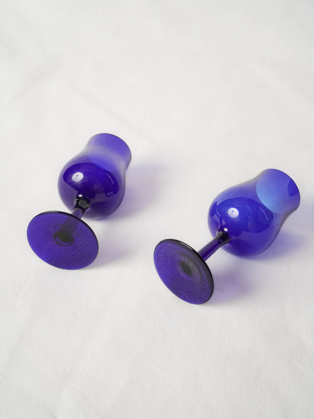 Pair of Vintage Cobalt Blue Wine Glasses from Paris