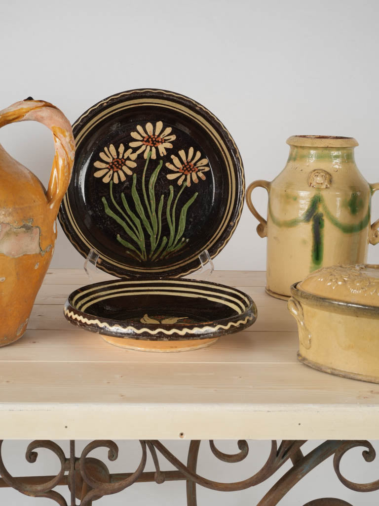 Large terracotta bowl with wildflowers from the French Alps - 13" diameter