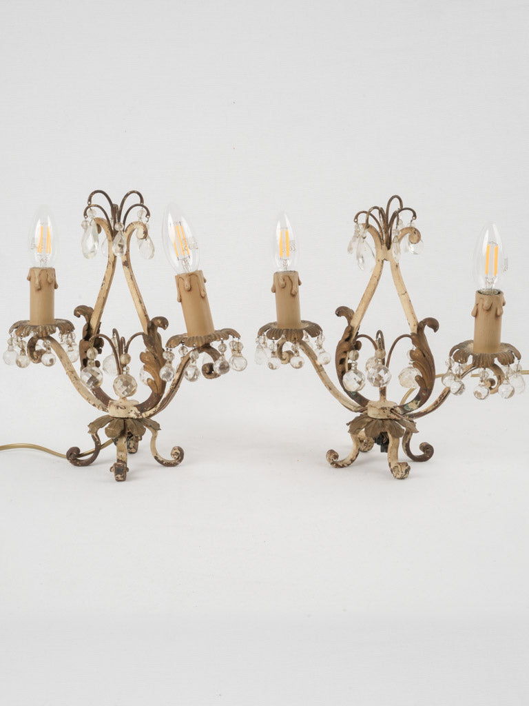Vintage French jeweled girandoles table lamps
