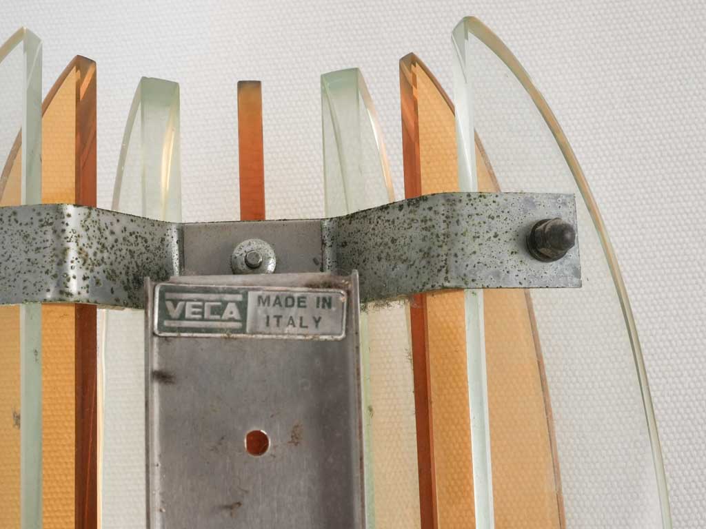 Pair of mid century glass wall sconces - Veca Italy 11"