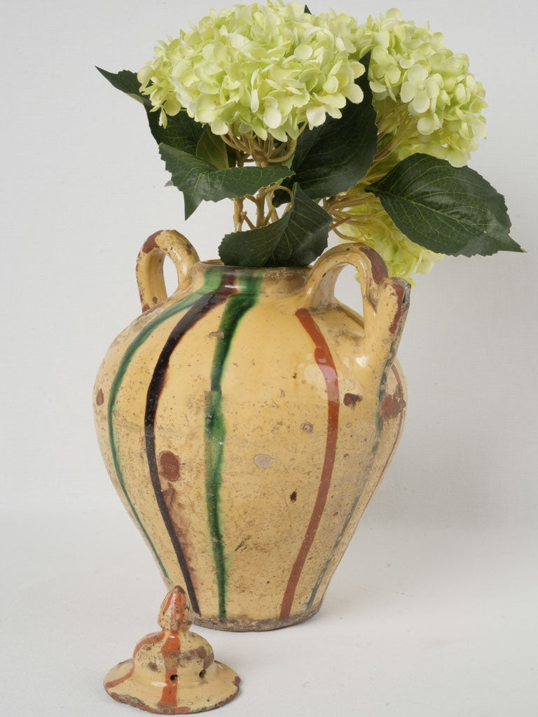 Vintage Pale Yellow Orjol Terracotta Pot