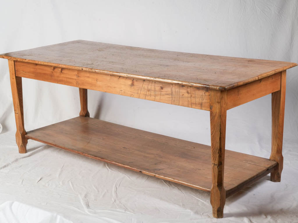 Weathered honey-tone oak table