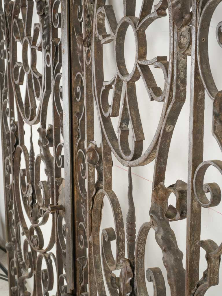 Detailed artisan iron garden gate