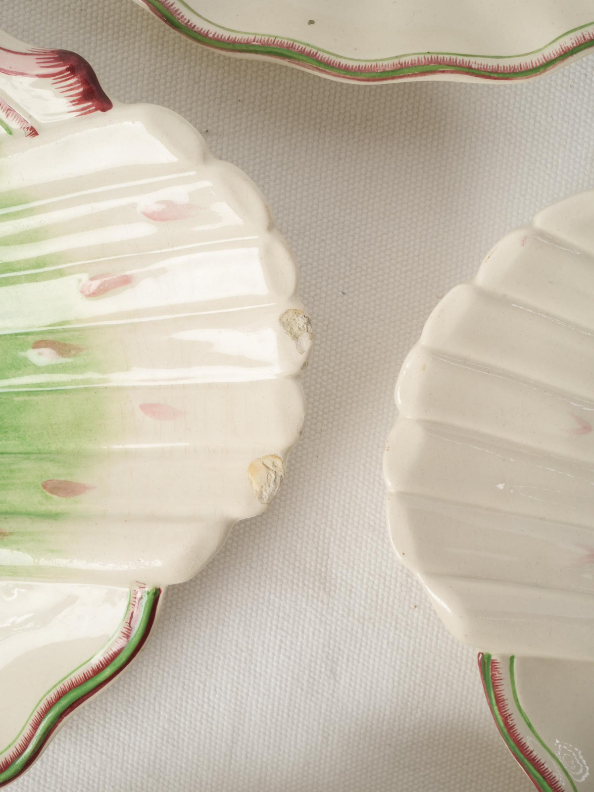 Set of 8 Antique French Sarreguemines Barbotine Asparagus Plates