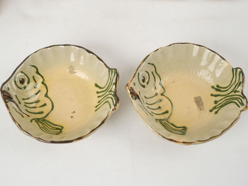 Collection of vintage fish-shaped bouillabaisse plates - Vallauris