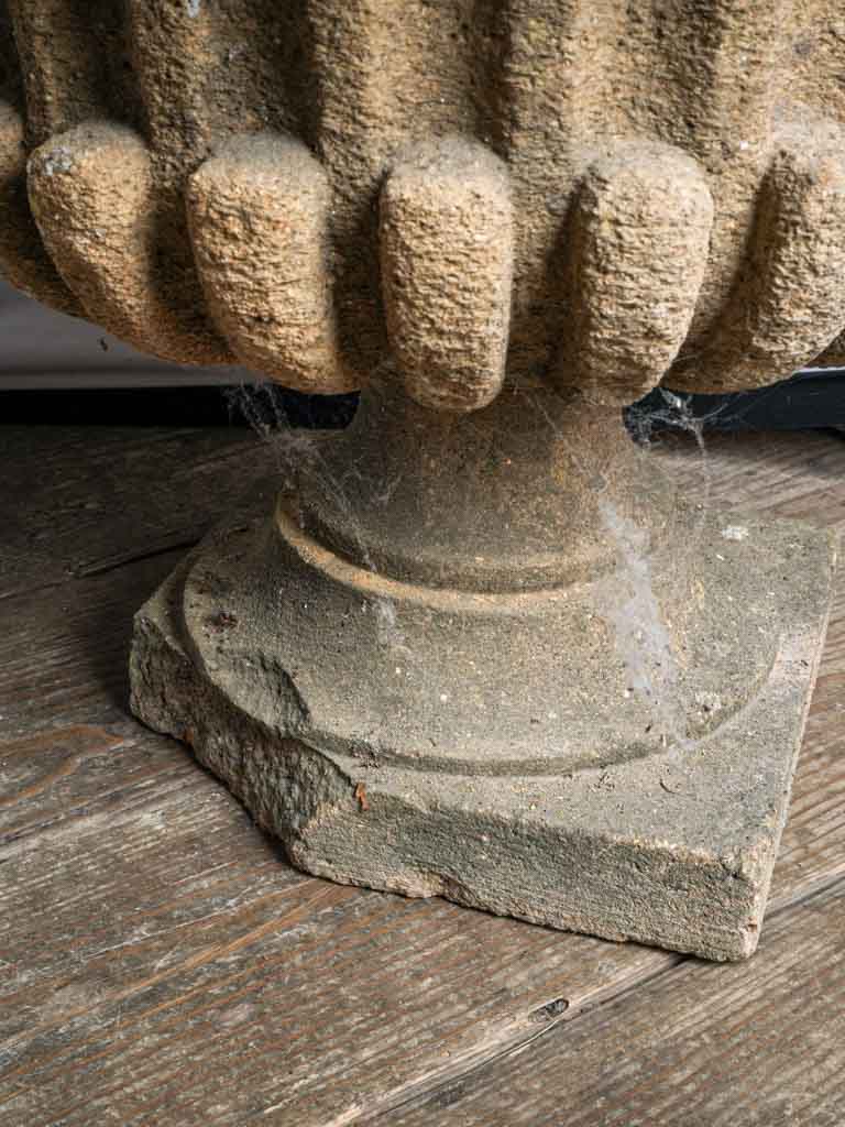 Pair of Late 19th Century French Cement Medici Urns w/ Striking Lichen Patina - 17¾"